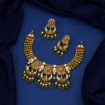22k Gold Traditional Neckalce For Bridal With Earrings SPAM7639