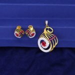 916 Yellow Gold Fancy Pendant Set For Women SPDG5556